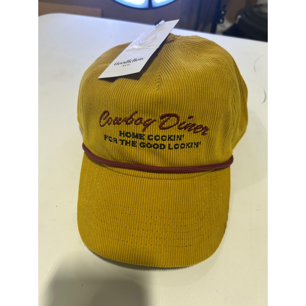 Goodfellow & Co Cowboy Diner Corduroy Snapback Hat Yellow Rope Cap New